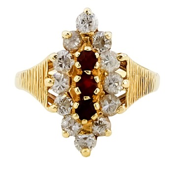 9ct gold Garnet / Cubic Zirconia Cluster Ring size I